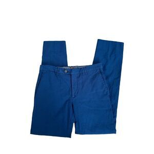 etro made in italy 46 men’s slim fit wool/cotton blue pants 30x30 flat front